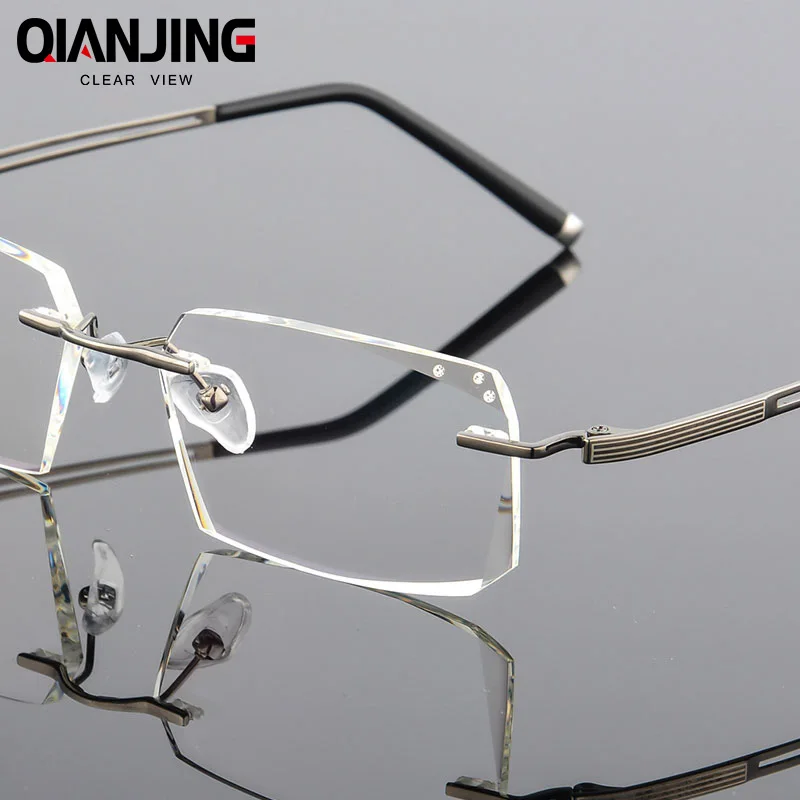 Linsen 2018 Titan Computer Klar Diamanten Brillen Damen Randlose Männer Gläser grau Luxus Myopie Hohe Qj Schwarzes Lesebrille Design wFwqv