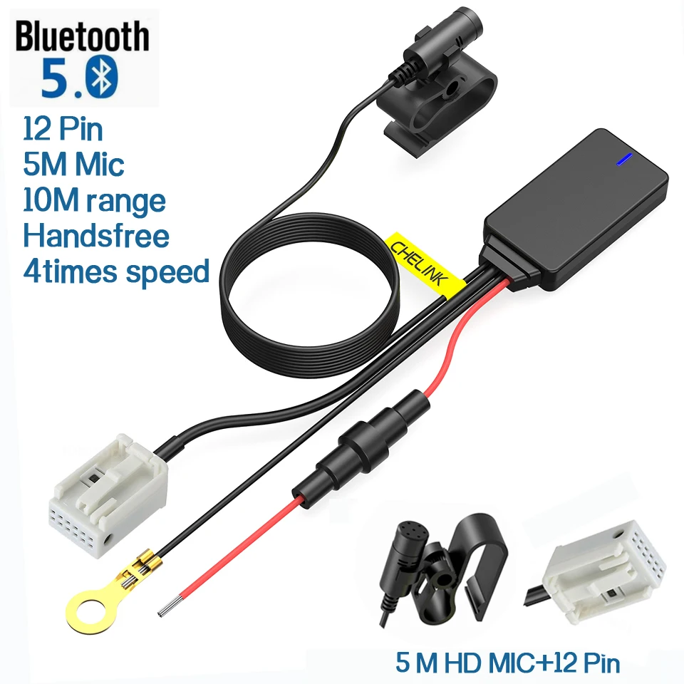 

12pin Car Handsfree Wireless Bluetooth 5.0 Module Aux Adapter Dongle Audio Stereo new For VW RCD510 RCD310 RCD300 RCD210
