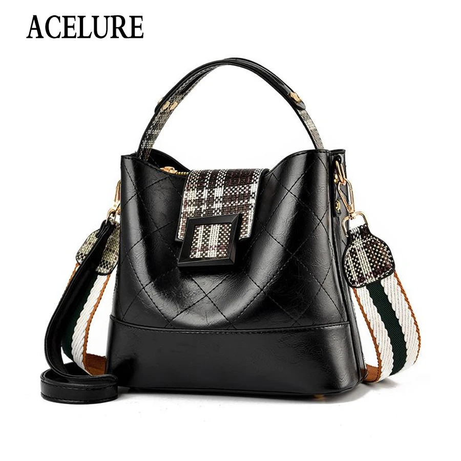 

ACELURE Leather Bucket Bag Famous Brand Women Bag High Quality Female Handbags Luxury Bags for Women Shoulder Crossbody Bag