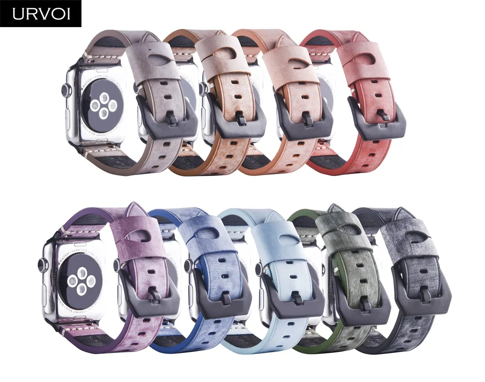 URVOI ремешок для apple watch series 6 5 4 3 2 1 SE прочный из натуральной кожи iwatch браслет белый