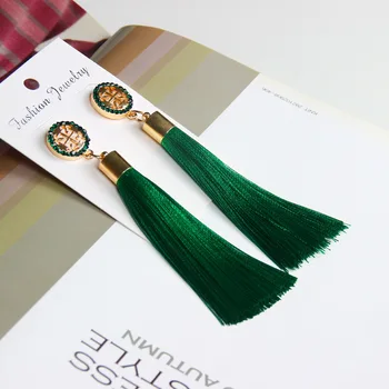 

KMVEXO Bohemian Rhinestone Long Tassel Earrings 2019 New Arrival Fashion Brinco Bijoux Crystal Dangle Earrings for Women Jewelry