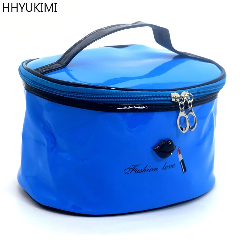 Hhyukimi ماركة المرأة جلدية حقائب المكياج طقم سفر المحمولة تخزين مربع ماكياج التجميل حقيبة فتاة غسل المنظم حالات