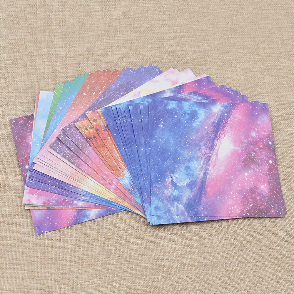 

55pcs 14.5*14.5cm Colorful Galaxy Stars Universe Starry Double Sided Origami Paper DIY Craft Handmade Materials