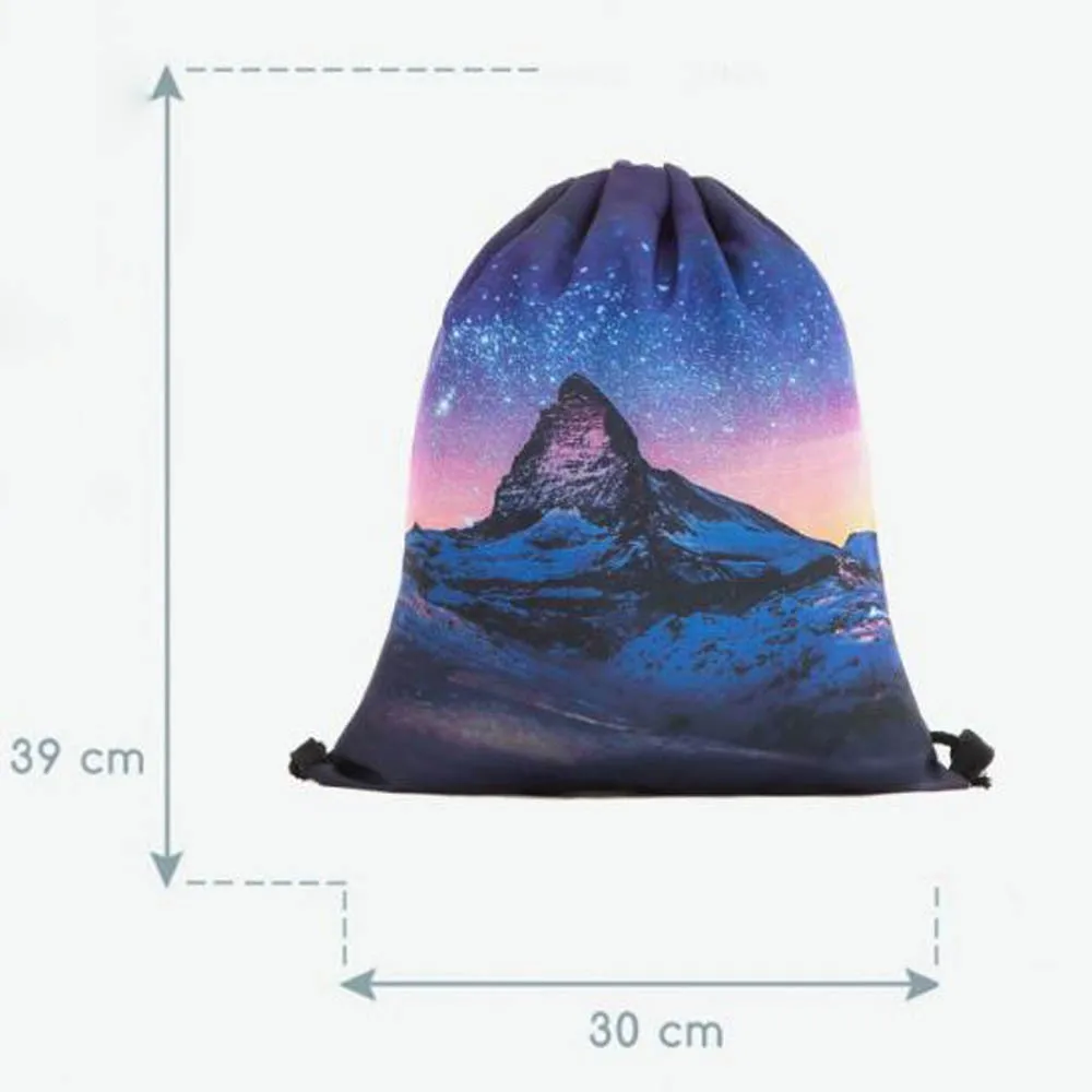 Canvas Backpack Unisex 3D Digital Printing Draw Pocket Backpack Drawstring Bag Shoulder Bag Bolso Mochila Mujer#BL5