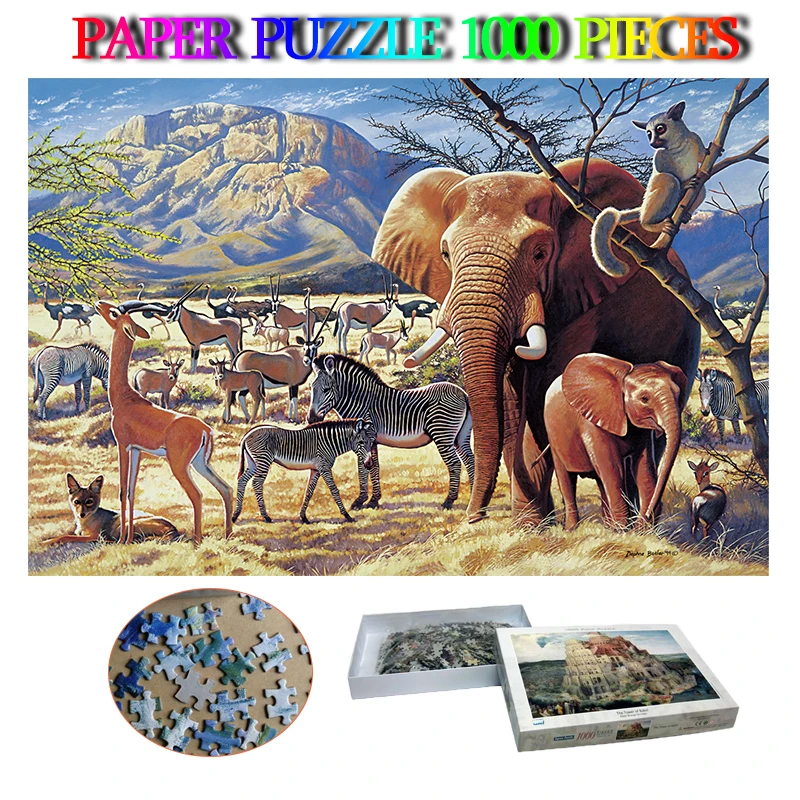 

Savanna Sunrise 1000 Pieces Jigsaw Puzzle Paper 1000 Pieces Brain Trainer Adults Puzzle Toys Kids Children Gifts Home Decor Toy