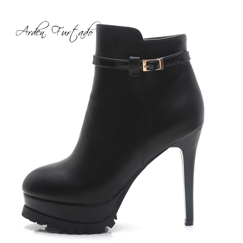 

Arden Furtado fashion women's shoes winter 2019 pointed toe stilettos heels zipper sexy buckle ladies boots red platform boots