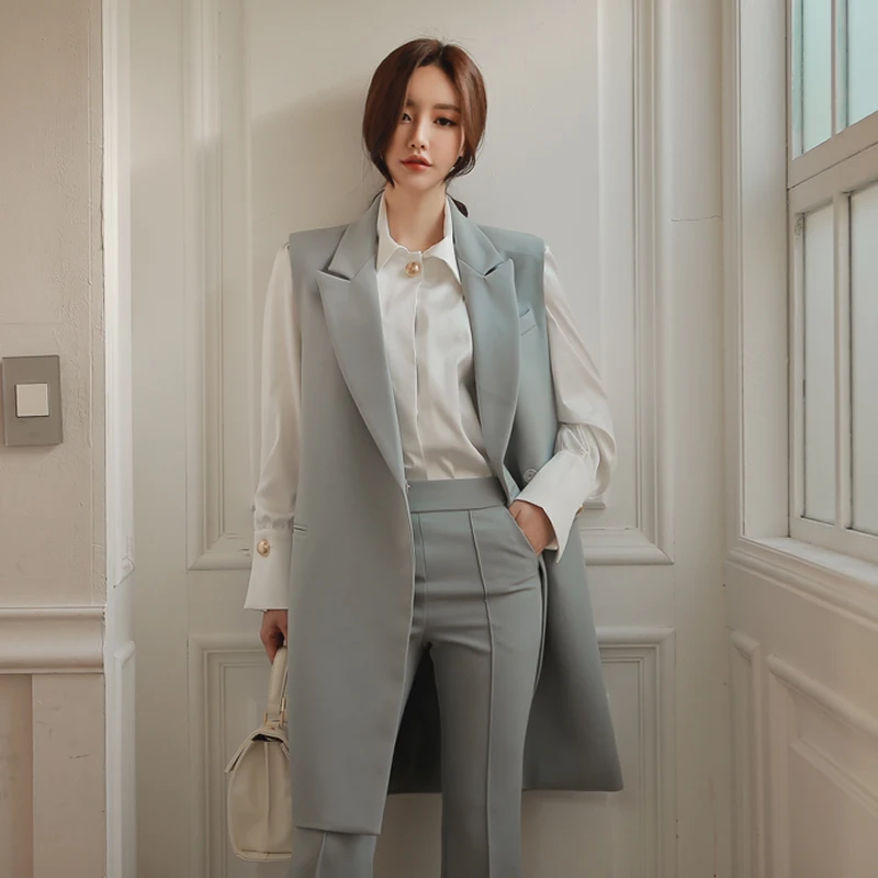 

Spring new Slim long section of European and American vest jacket suit trousers OL career pants piece fitted-dod523
