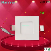 200 шт., Квадратный светодиодный панельный светильник, 3 Вт, AC85-265V, 85 мм, 165lm SMD 2835, светильник, точечный светильник, светодиодный потолочный светильник