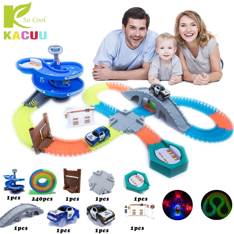 

2018 Magical Racing Track Set Glowing Race Track with Car Assembly Flexible Glowing Tracks Vehicle Toys Children Kids Gifts