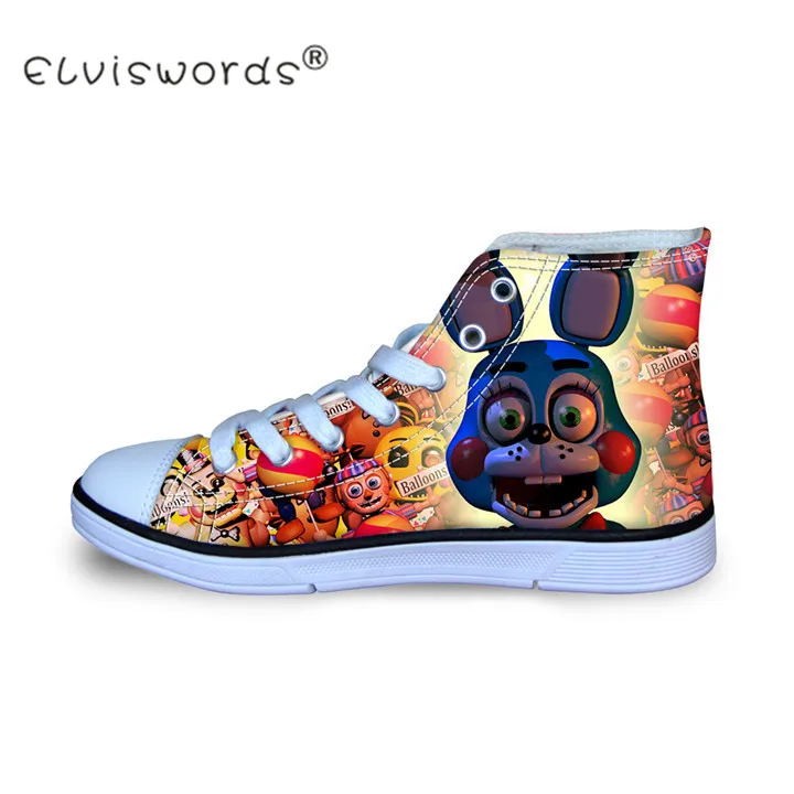 

ELVISWORDS Funny Five Nights at Freddys Women Canvas Shoes Lace-up Shoes for Girls Cartoon Casual Female Shoes Sapatos Feminino