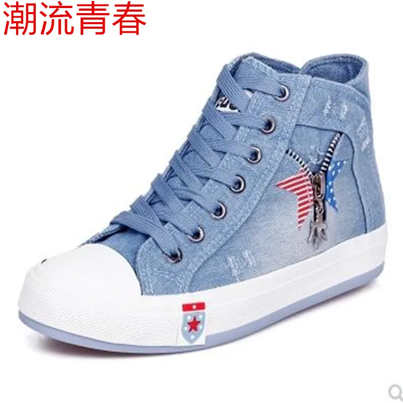 

2019 New Top High Quality Design Fashion Washing Denim Canvas for Women Canvas Shoes 2 Colors Size 35-40