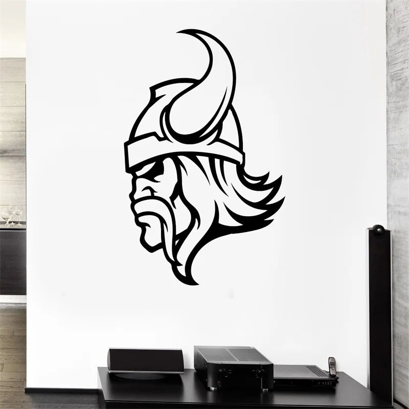 Wall Decal Viking Warrior Helmet Horns Ancient Battle Man Vinyl