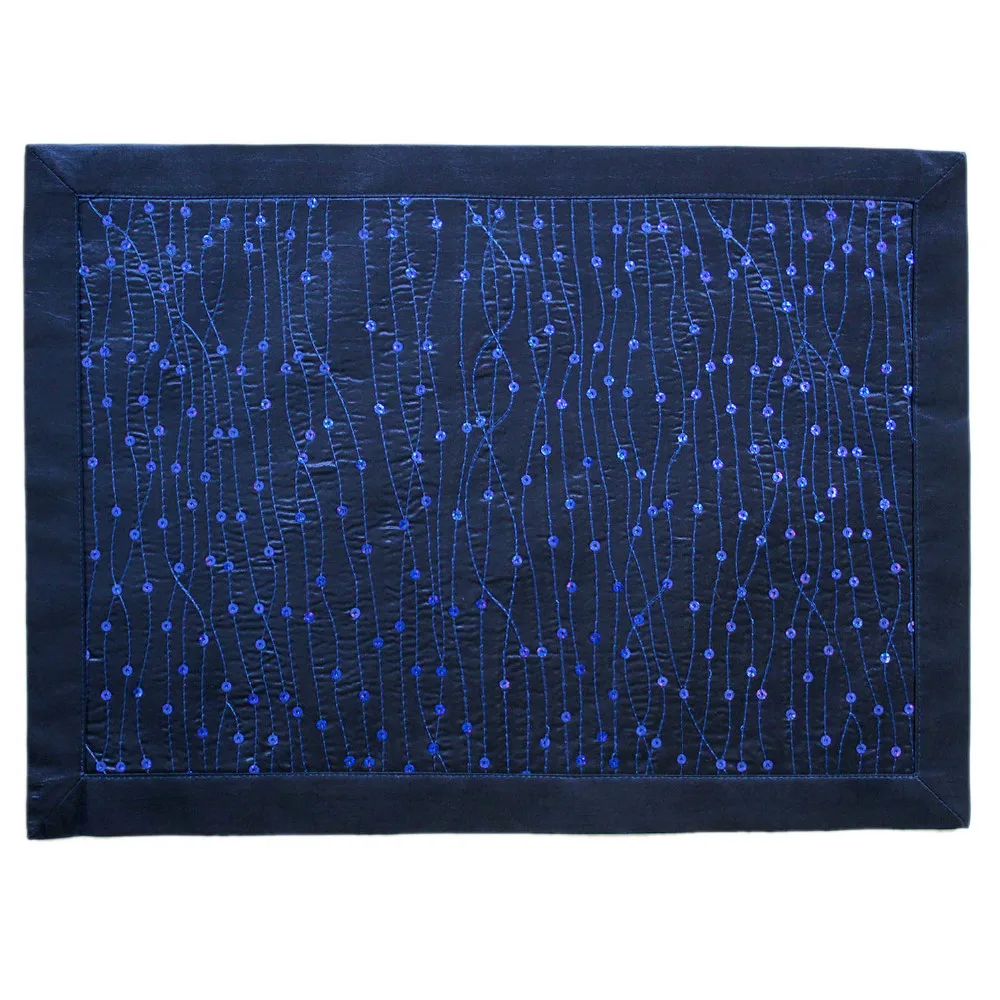 Дизайн сверкающая блестка синий Настольный набор ковриков на стол из 4 предметов подарочный набор