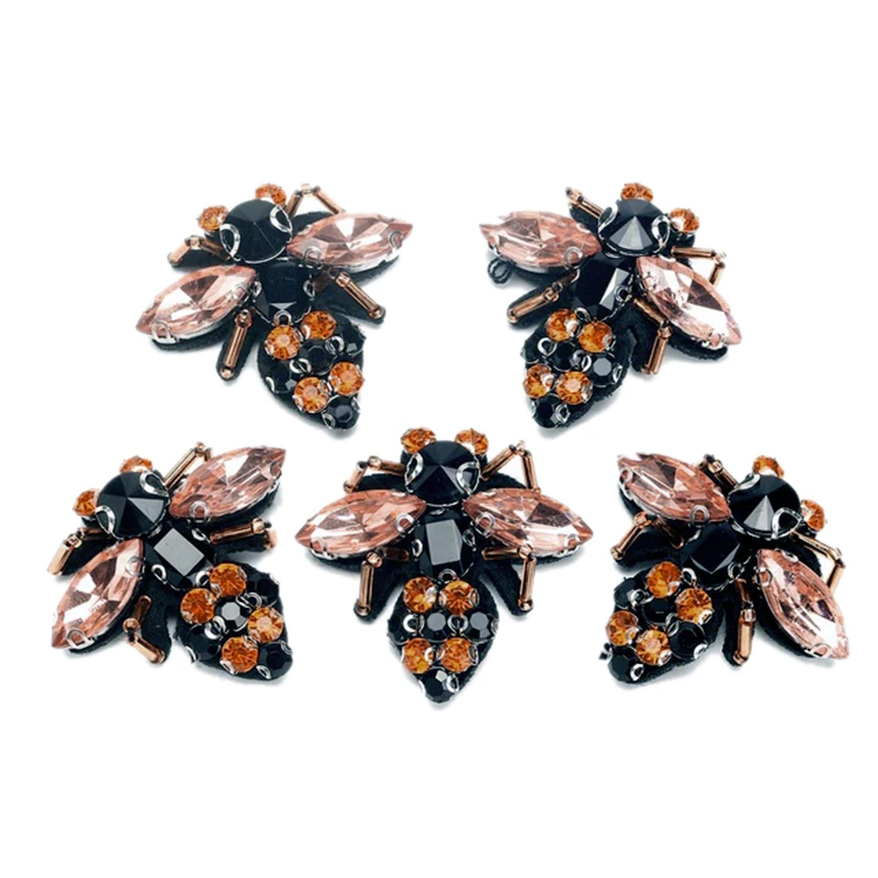 

5Pcs Bees Sequins Rhinestones Bead Brooch Patch Fabric Diy Fashion Clothing Decoration Bee Jewelry Decoration