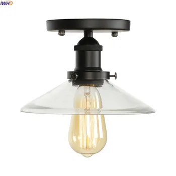 

IWHD Glass Black Edison LED Ceiling Light Living Room Bedroom Loft Industrial Style Vintage Ceiling Lamp Lighting Plafonnier