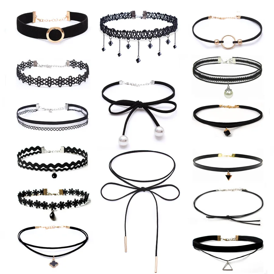 

ZOEBER simple Choker Necklace Black Lace Leather Velvet strip woman Collar Party Jewelry Neck accessories layers chokers