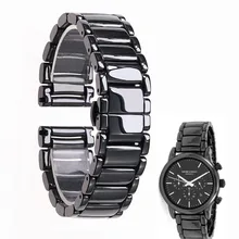 22 мм черный высококачественный яркий керамический ремешок браслет Ремешки для часов Армани часы AR1507 AR1509 AR1499 керамические часы