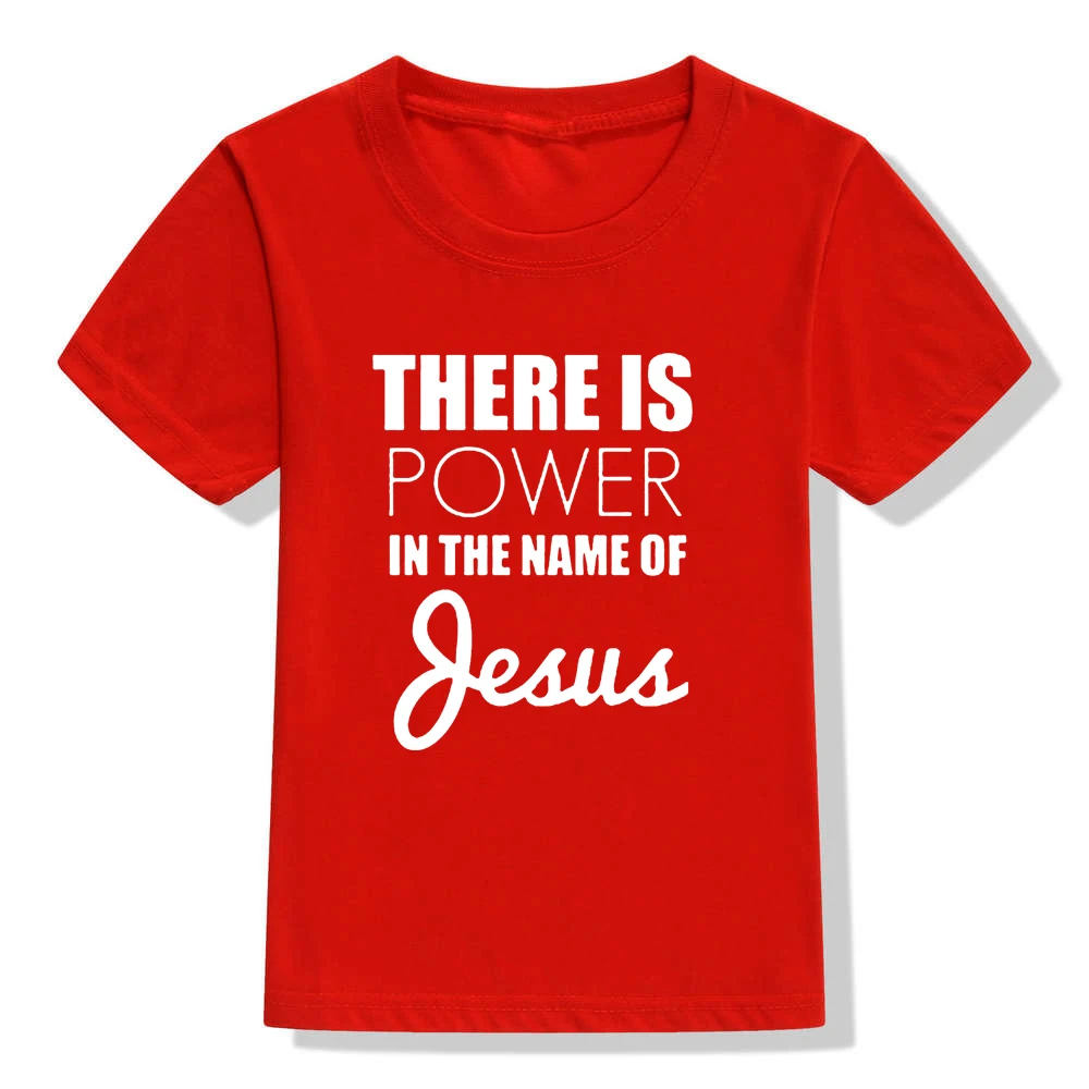 Детская футболка с короткими рукавами для маленьких девочек с надписью «There Is power In The Name of Jesus» Летняя одежда топы, одежда Повседневная Блузка