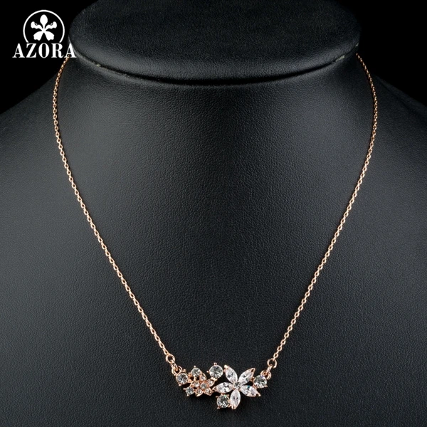 AZORA золотые и с украшениями в виде звезды цветка Cubic Zirconia кулон Цепочки ожерелья