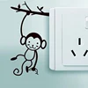 Black Cute Monkey hanging tree branch Switch Sticker for home decor Vinyl Living Room background decals Cartoon Wall Stickers ► Photo 1/5