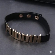 Модное кожаное колье для косплея, колье Puddin, Новые Вечерние колье, Трендовое ожерелье с буквами для женщин