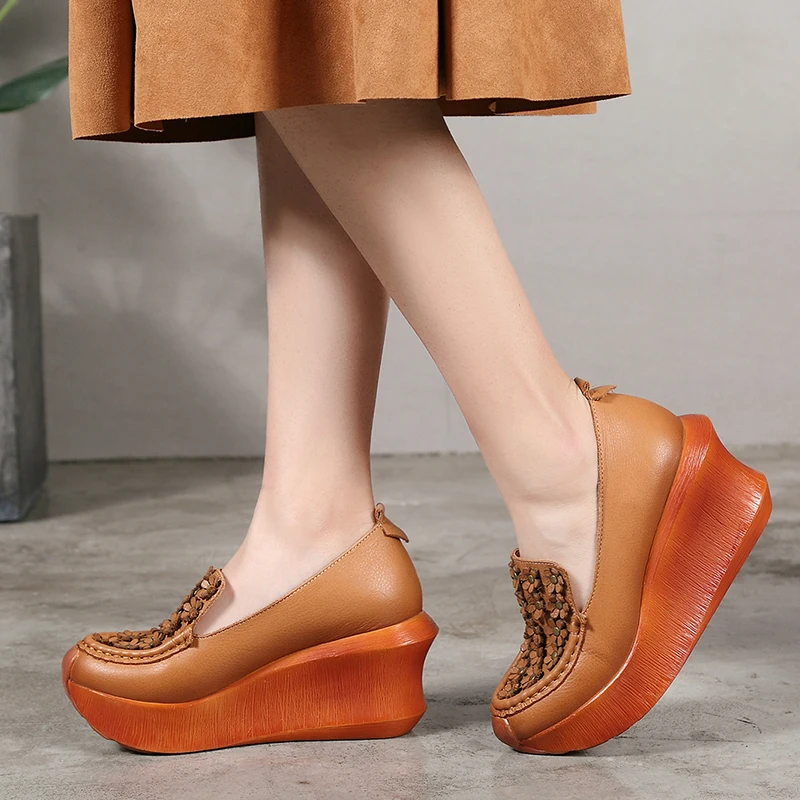 VALLU/обувь ручной работы женские туфли-лодочки женские туфли из натуральной кожи на высоком каблуке и платформе с цветочным принтом г., весна