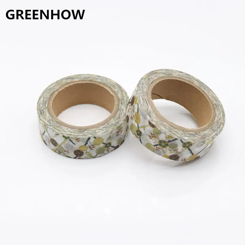 GREENHOW 1 х летние цветы серии Kawaii декоративные клейкие ленты Бумага васи лента 15 мм *
