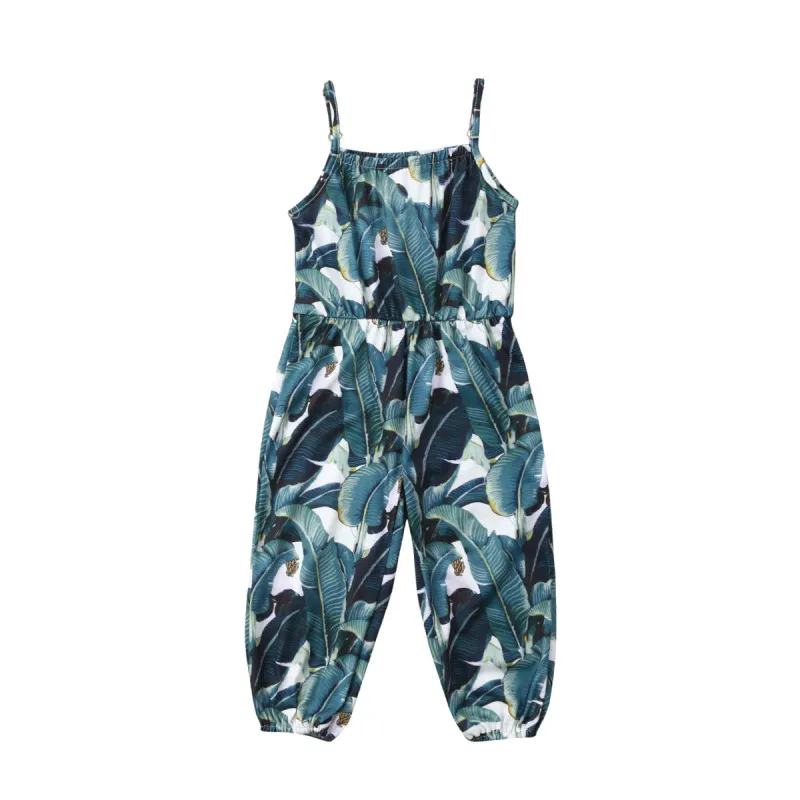 

LONSANT Baby Clothes Floral Leaf Printed Straps Romper Girls sleeveless beach vacation Jumpsuit Baby summer fashion Clothes