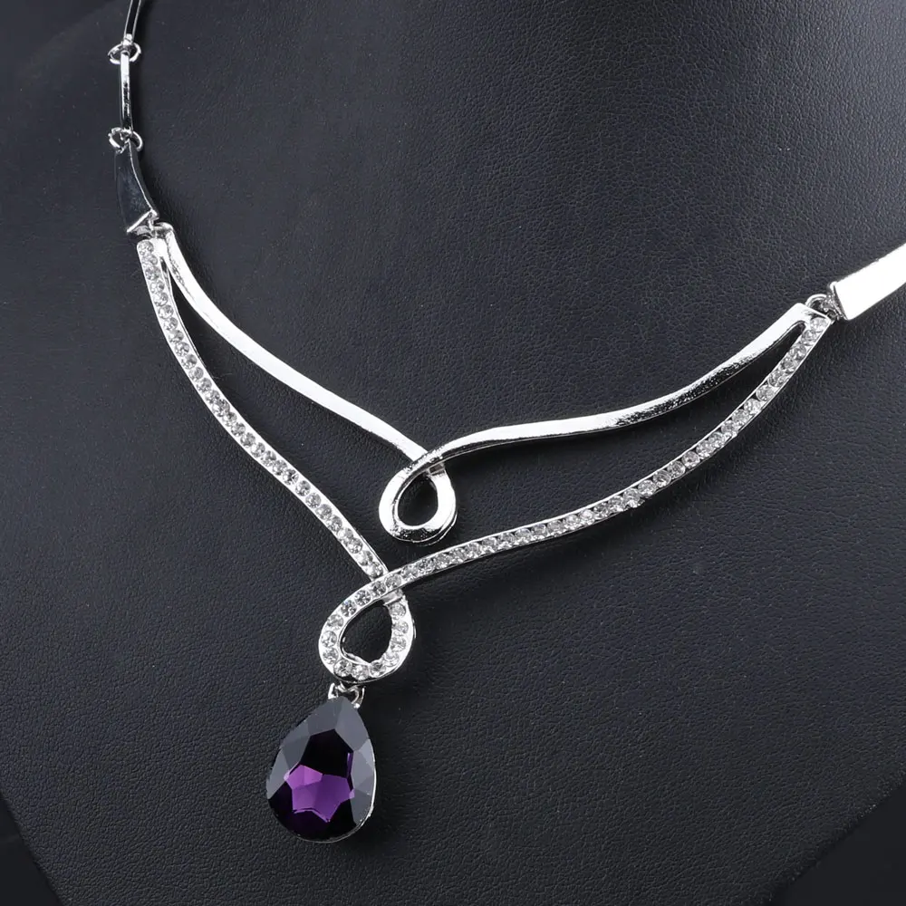 New Fashion Jewelry Sets For Women African Beads Party Crystal Water Drop Pendant Necklace Earrings Wedding Accessories