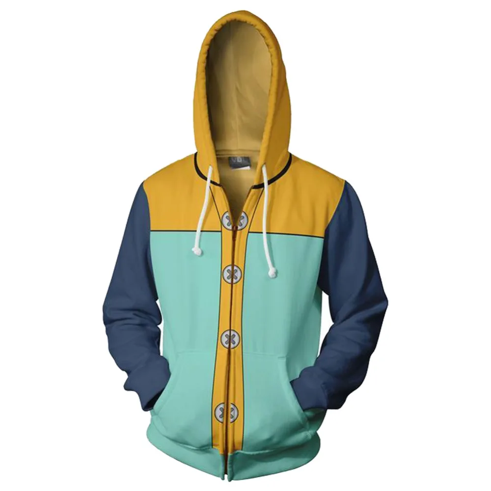 

Grizzly's Sin of Sloth Harlequin king Hoodie The Seven Deadly Sins Nanatsu No Taizai Cosplay Hoodie Printed Zipper Up Sweatshirt