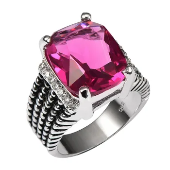 

Red Crystal Zircon With Multi White Crystal Zircon 925 Sterling Silver Ring For Women and Men Size 6 7 8 9 10 11 F1513