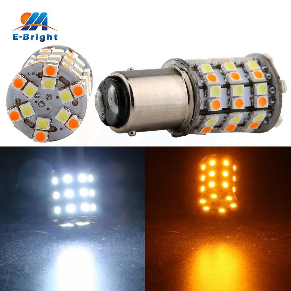 

6/10/40pcs 3528 60 SMD Conversion Function 1157 BAY15D Bulb LED Bulb Auto Driving Turning Tail Light 12V White and Amber For Car