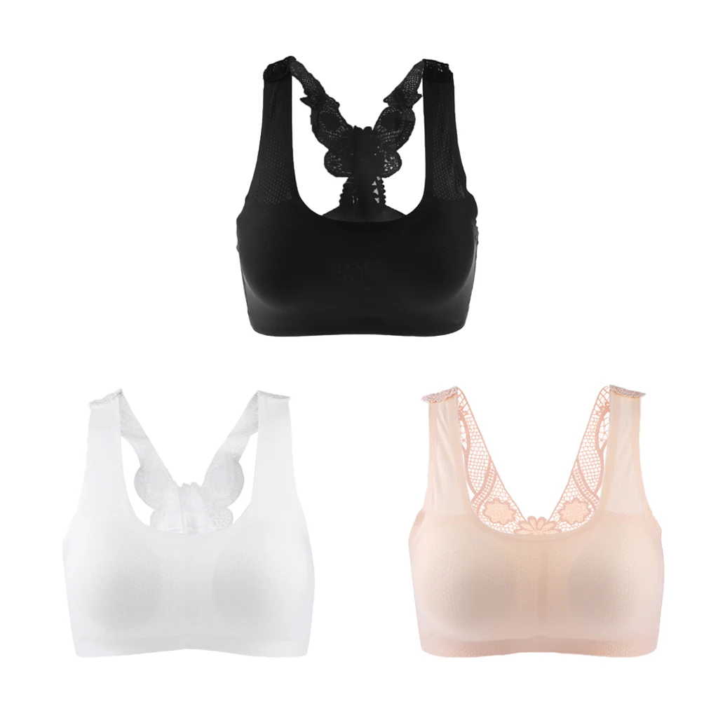 Women Breathable Elastic Cotton Pullover Sport Bra Top Seamless Wireless Stretchy Bra with Removable Pads for Sport Activity
