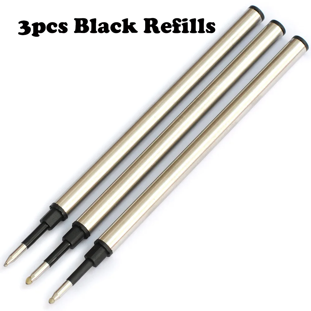 Бренд 0,5 мм Металлическая Шариковая ручка Роскошная Шариковая ручка для бизнес письма подарок офисные школьные принадлежности черные чернила заправки - Цвет: 3pcs Black Refills