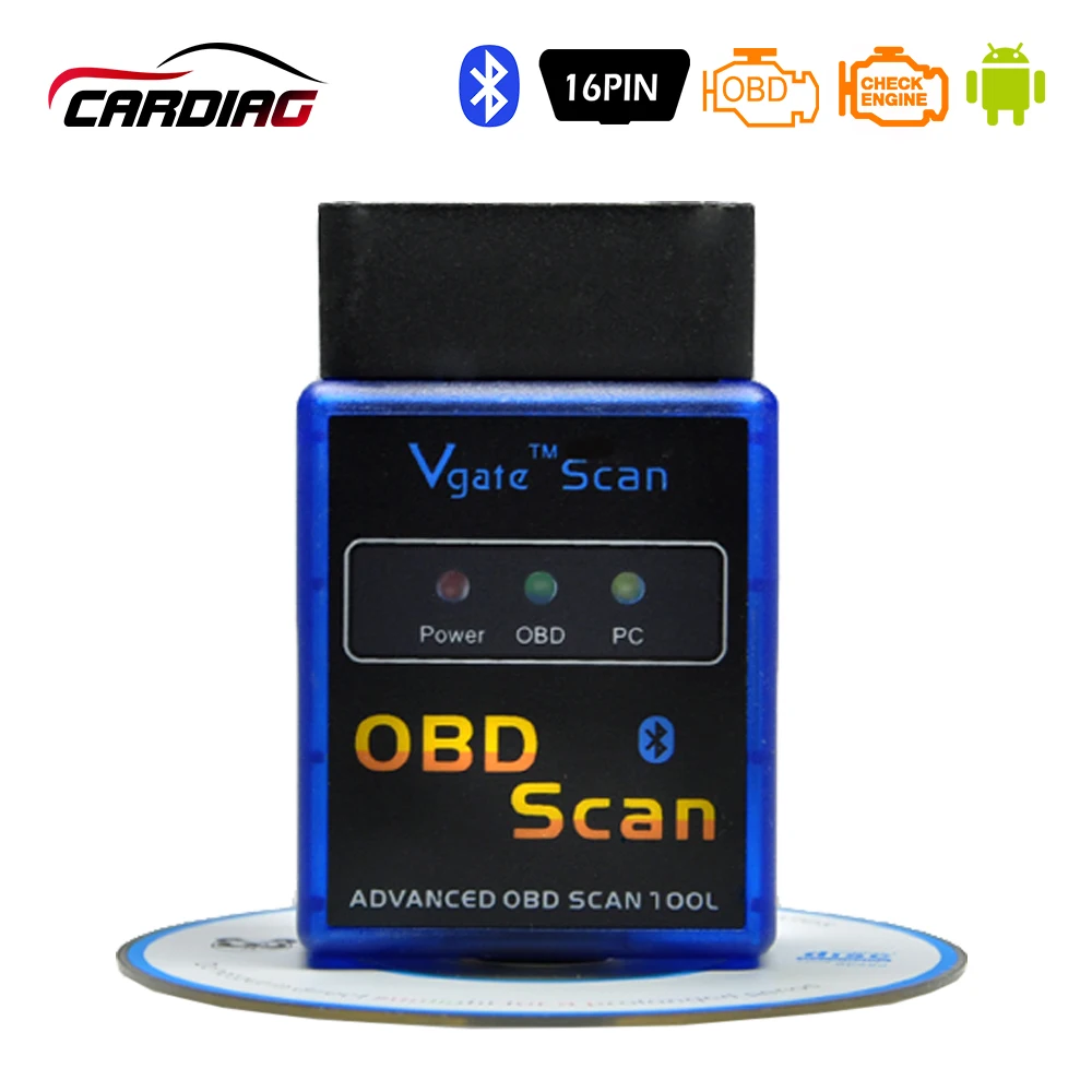 Автомобильный диагностический инструмент Mini ELM327 Bluetooth V2.1 OBD2 с выключателем
