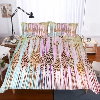 

Fanaijia 3d animal bedding set queen size kids Cartoon giraffe Duvet Cover with pillowcase 2/3pcs set Bed Set Bedclothes