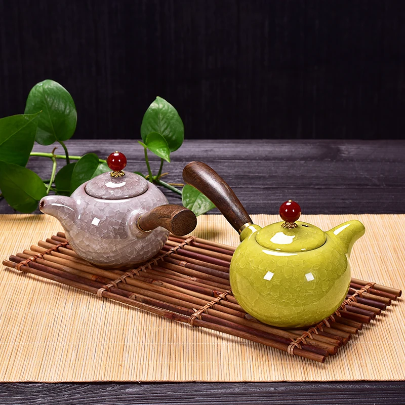 Ледяная, с трещинами сторона горшка кунг-фу чайник заварник чайник с открытой деревянной ручкой ручной 200 мл