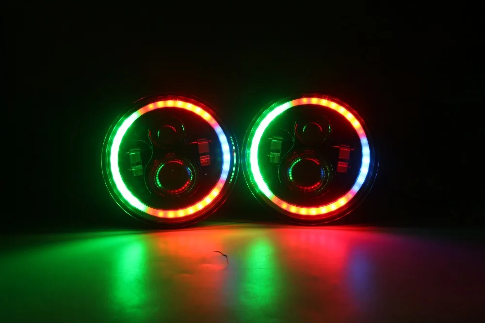 7 дюймов светодиодные фары Bluetooth RGB Halo для Jeep Wrangler Jk " круглая фара для Hummer H1 Land Rover защитник автомобильные аксессуары