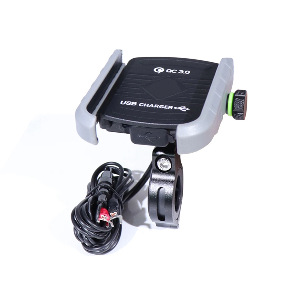 QC 3,0 заряжаемый мотоцикл телефон крепление с QC 3,0 USB функция зарядки мотоцикл руль заряд держится долго телефон стенд - Цвет: Sliver