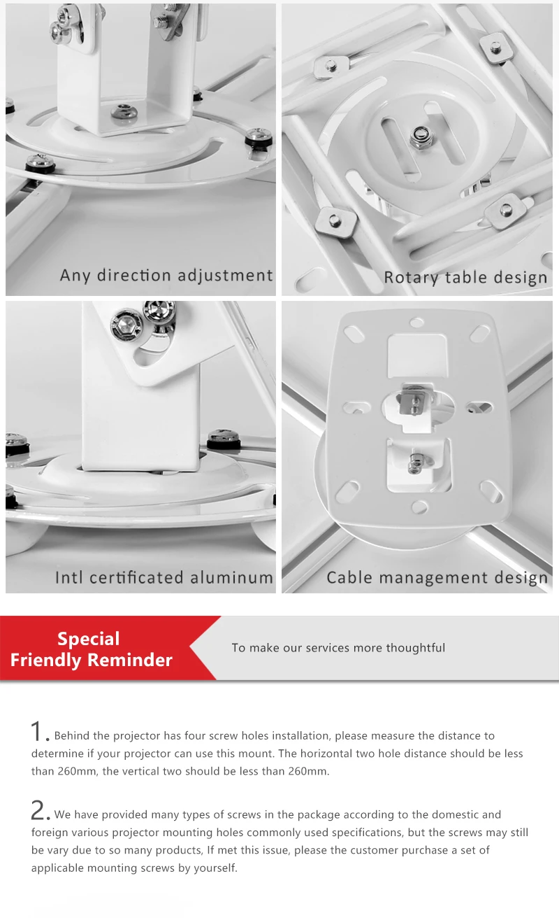 Универсальное масштабируемое Крепление для проектора регулируемое потолочное крепление для проектора Настенный кронштейн для проектора максимальная поддержка 8 кг вес