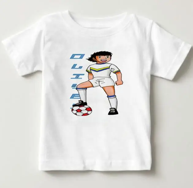 Футболка с японским аниме капитан Цубаса детская футболка в стиле ретро с круглым вырезом и рисунком NN - Цвет: White childreT-shirt