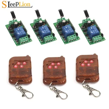 

Sleeplion DC 12V 10A 1CH Relay 3 4-key wireless RF Control Switch Transmitter+4 Receiver 1 Channel Heterodyne Adapter 315/433MHz