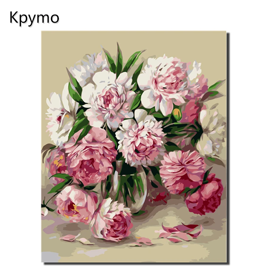 

Pink Europe Flower DIY Painting By Numbers Acrylic Paint By Numbers HandPainted Oil Painting On Canvas For Home Decor VA-0339