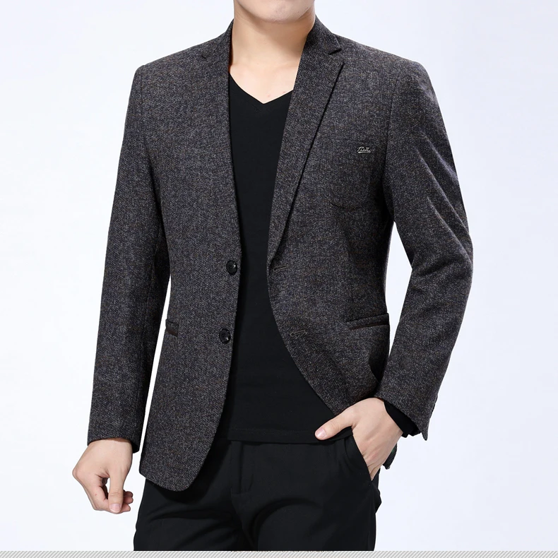 WAEOLSA Men Slim Fit Blazers Woollen Blend Suit Jackets Man  Wool Blazer Hombre Gray Coffee Color Suit Coat Male Costumes et Blazers (5)