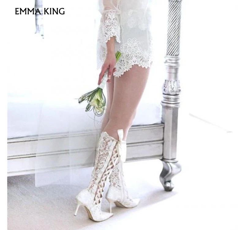 boda zapatos dedo novia botas de fiesta puntiagudo picture lado pie
