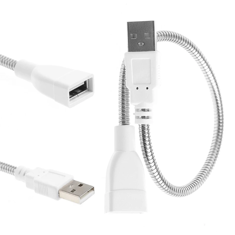 USB الذكور إلى الإناث تمديد كابل مصباح ليد مروحة كابل محول خرطوم معدني مرن الطاقة كابل كهربائي