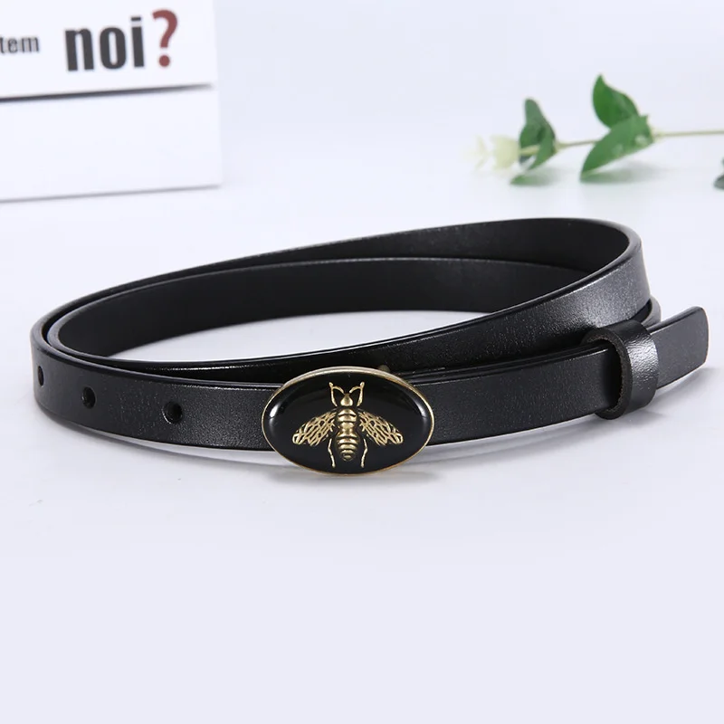 

Women Jeans Belt Fashion Designer Bee Buckle Women Waist Belts Real Leather Strap Cowhide Cummerbund Waistband for Girl Dress