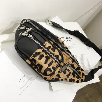 

Luxury Leopard Women Waist Bag Fur Fanny Pack Winter Female Chest Bag Fashion Shoulder Handbags Girl Waist Pack
