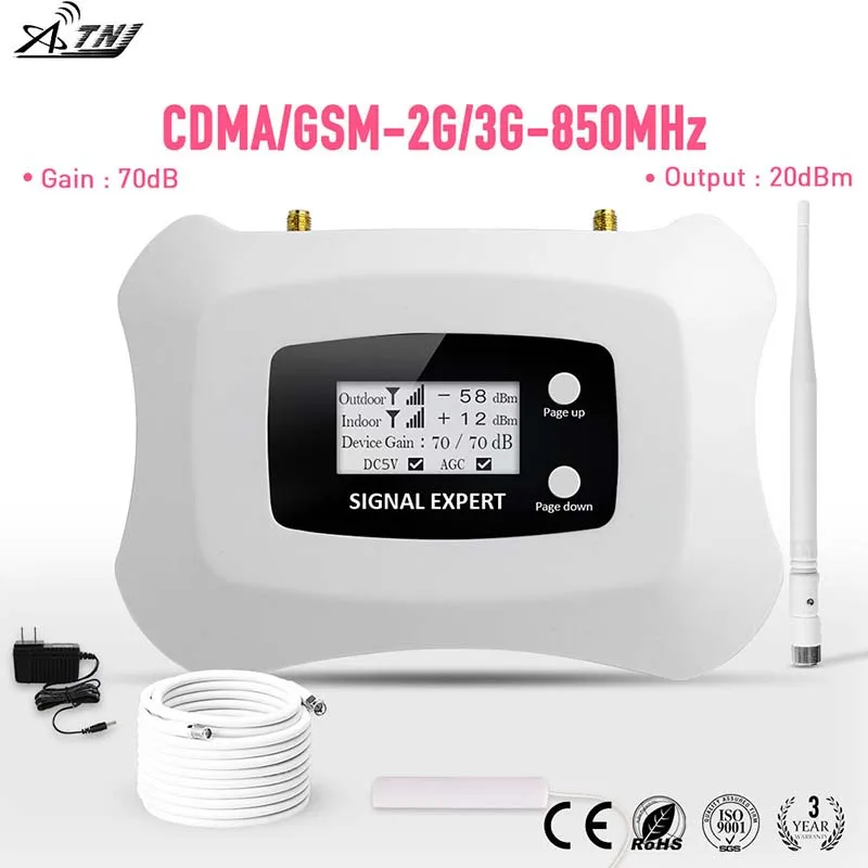 

2019 New Upgrade 850mhz 2g 3g mobile signal repeater CDMA 2G 3G signal amplifier cell phone signal booster kit for America area