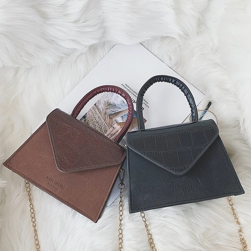 

Fashion Baggage Girls Fall and Winter 2018 New Korean version of retro oblique Bag chic chain abrasive handbag Party Bag